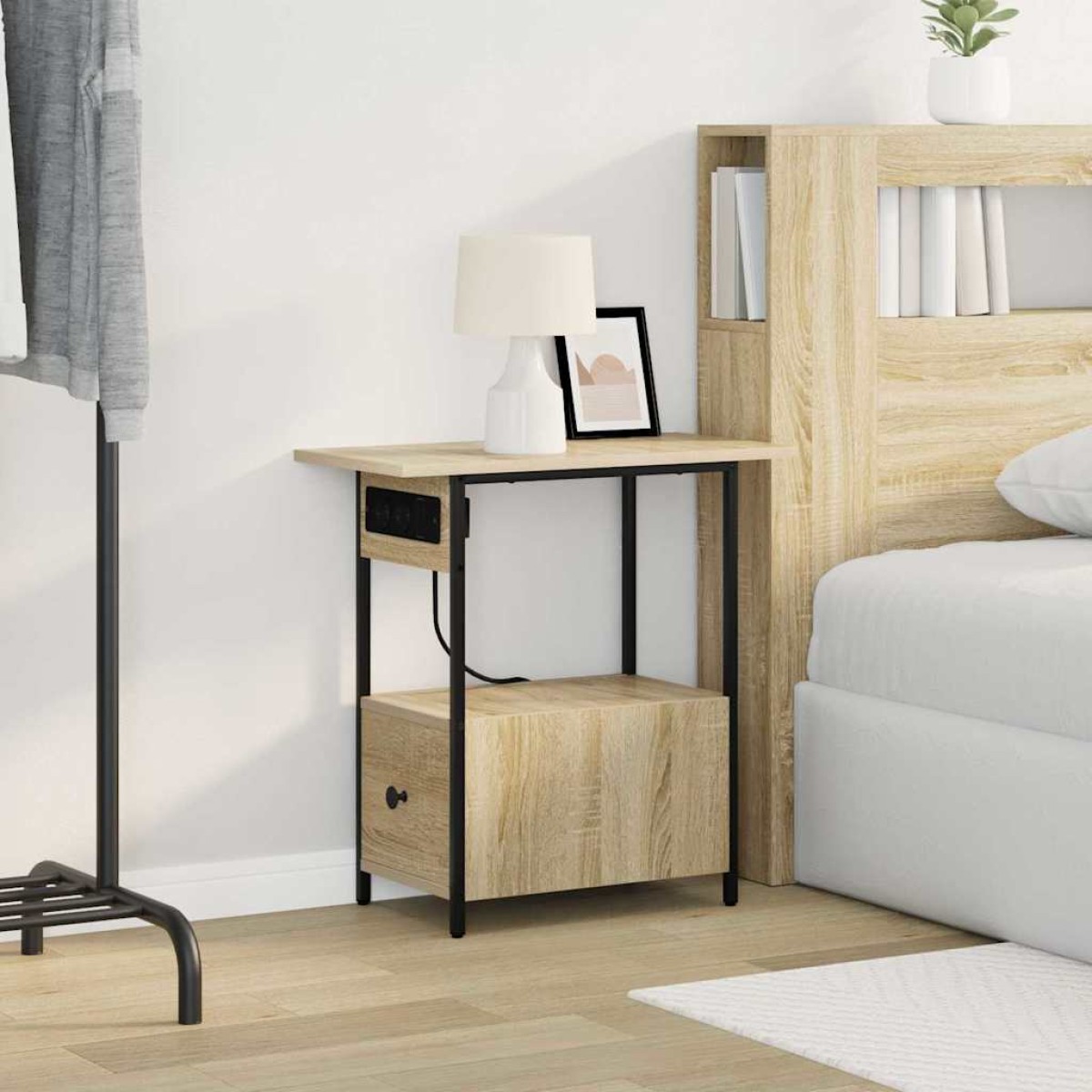 vidaXL Κομοδίνο Δρύς Sonoma 60 x 30 x 61 εκ Επεξεργασμένο Ξύλο
