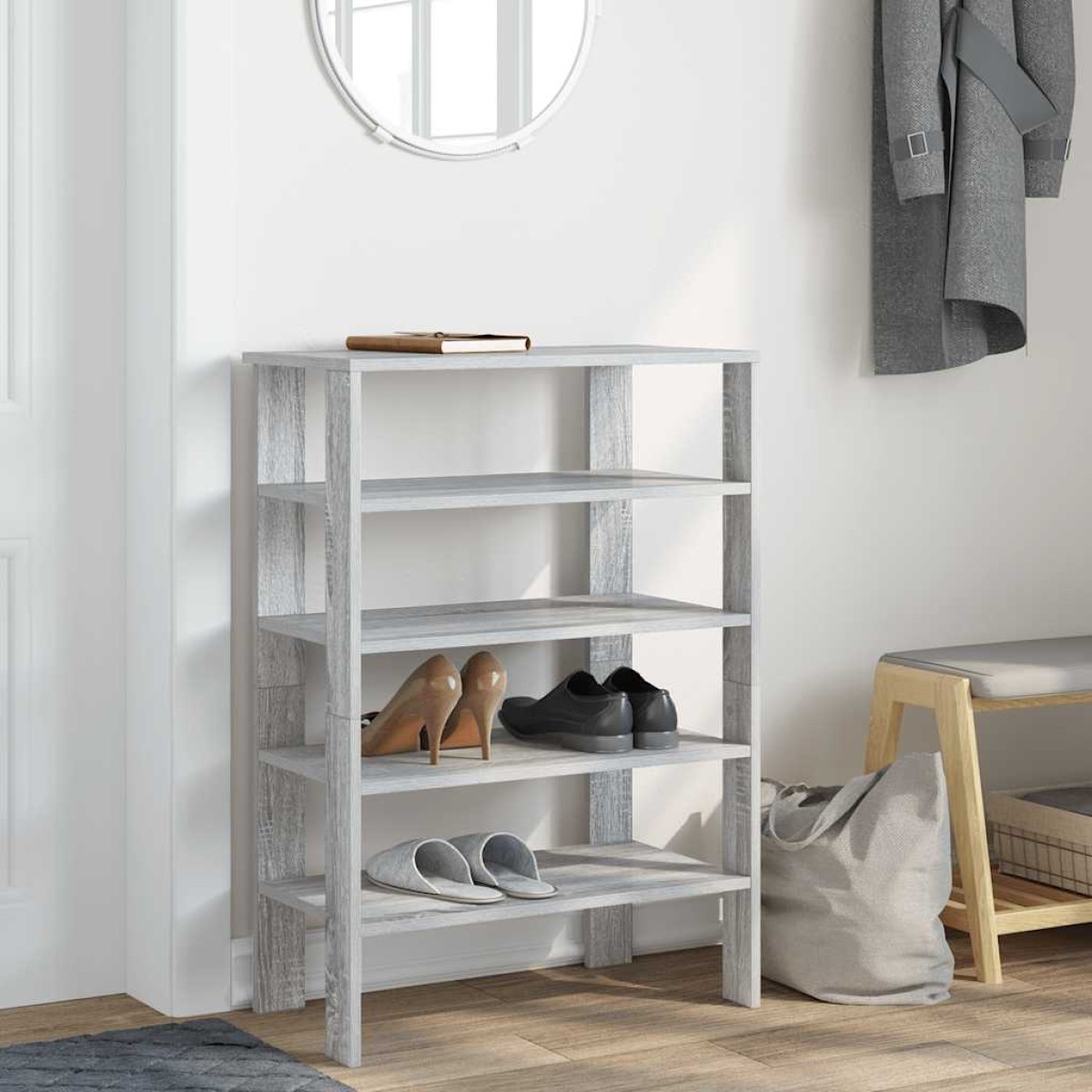 Ράφι παπουτσιών vidaXL Γκρι Sonoma 61x32x87,5 cm Κατασκευασμένο ξύλο