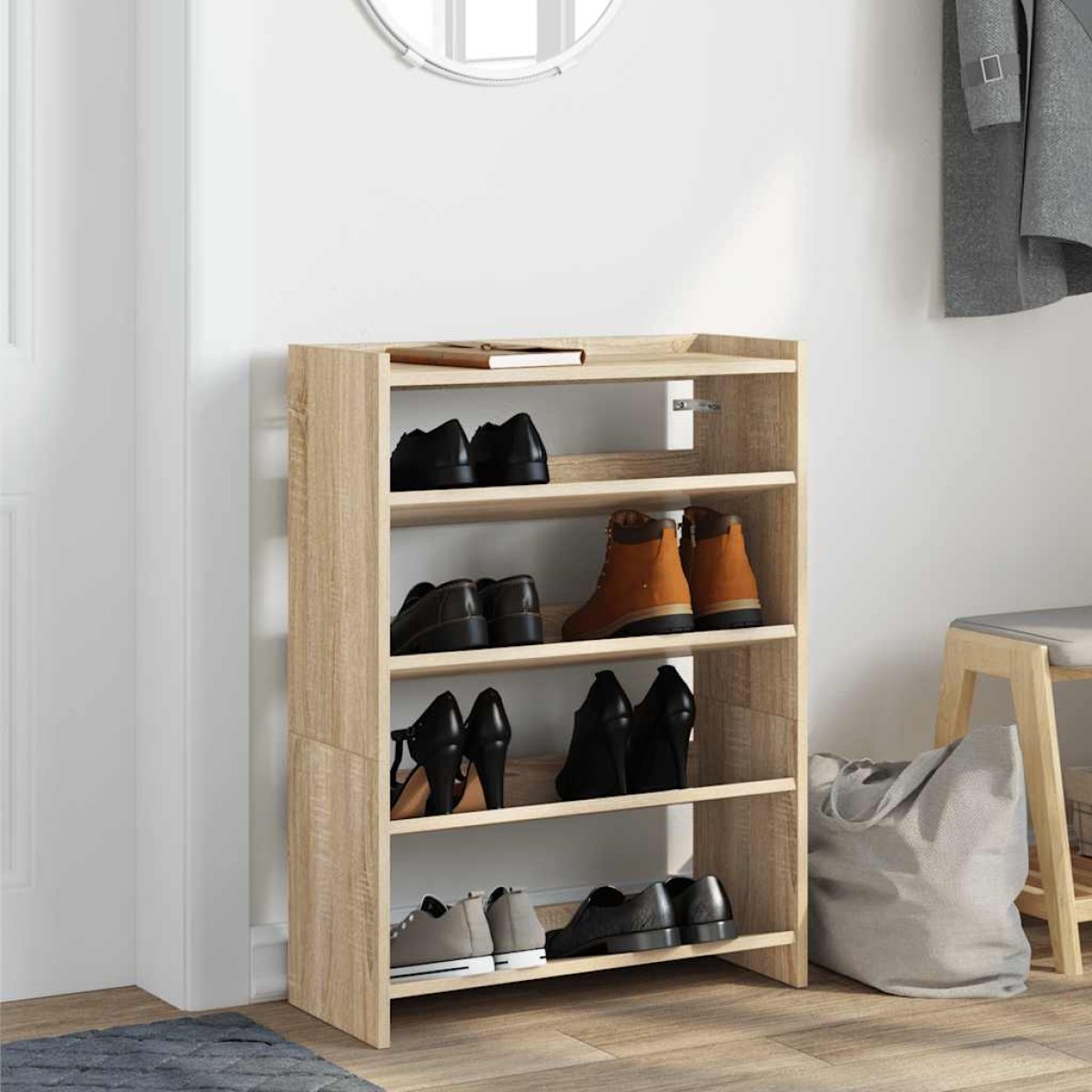 Ράφι παπουτσιών vidaXL Sonoma Oak 60x25x81 cm Κατασκευασμένο ξύλο