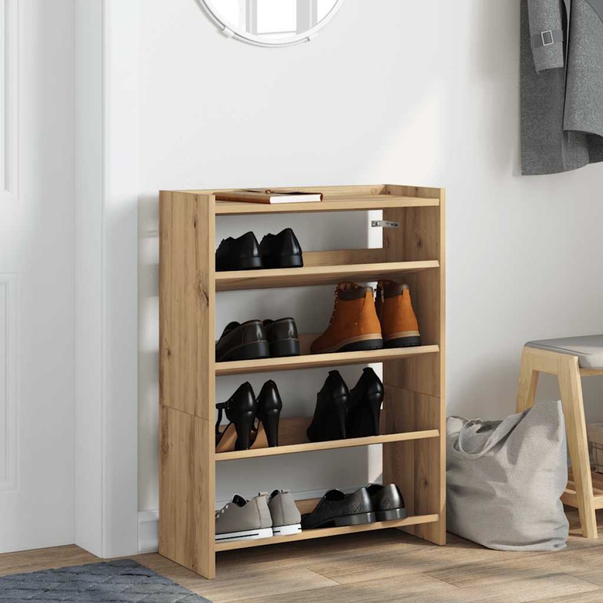 Ράφι παπουτσιών vidaXL Artisan Oak 60x25x81 cm Κατασκευασμένο ξύλο