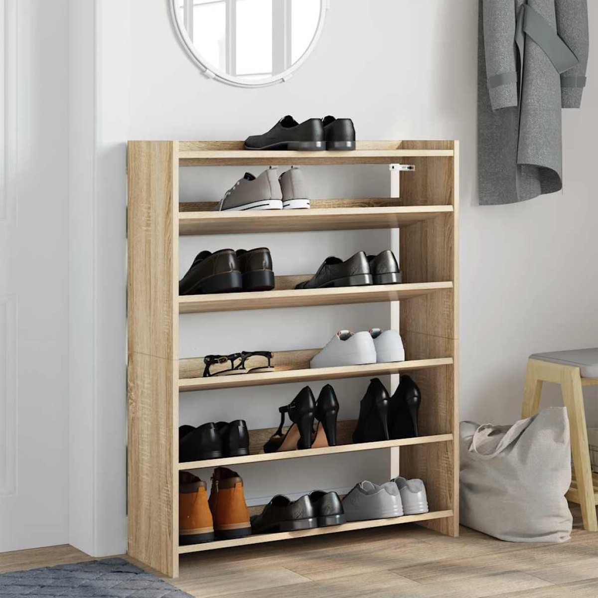 Ράφι παπουτσιών vidaXL Sonoma Oak 80x25x100 cm Κατασκευασμένο ξύλο