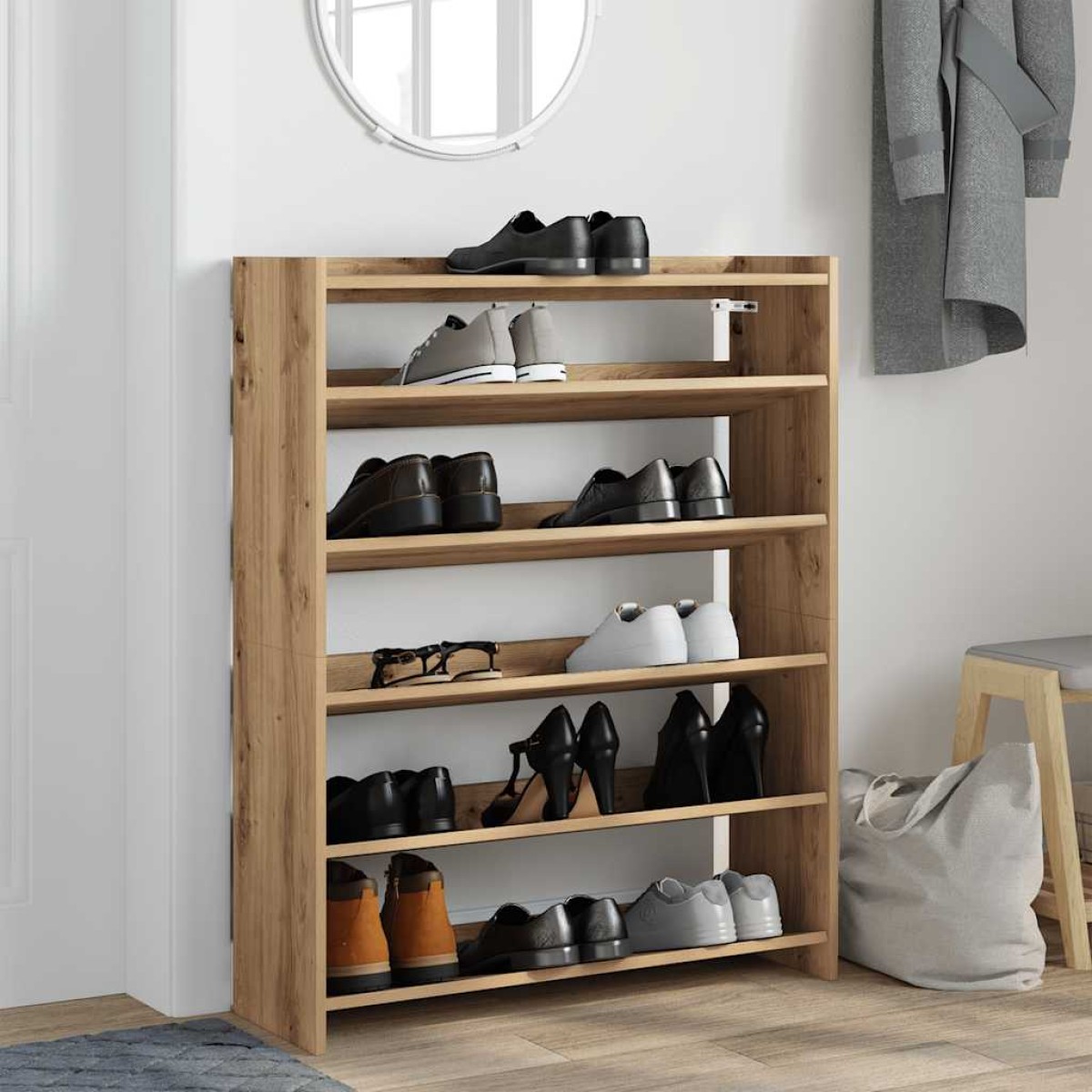 Ράφι παπουτσιών vidaXL Artisan Oak 80x25x100 cm Κατασκευασμένο ξύλο