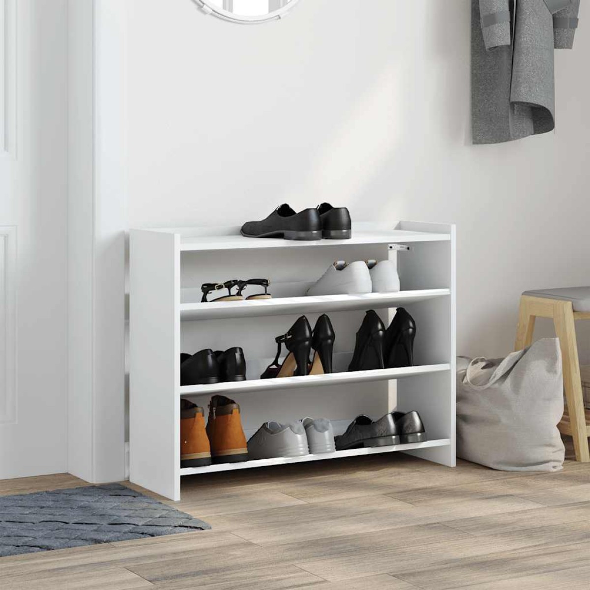 Ράφι παπουτσιών vidaXL Λευκό 80x25x62 cm Κατασκευασμένο ξύλο