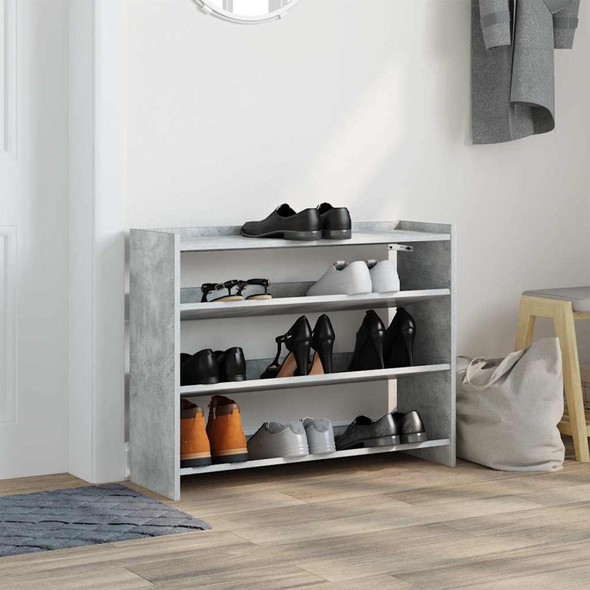 Ράφι παπουτσιών vidaXL Γκρι μπετόν 80x25x62 cm Κατασκευασμένο ξύλο