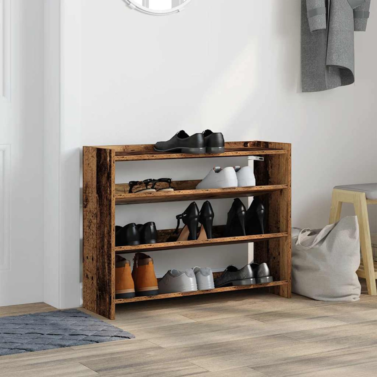 Ράφι παπουτσιών vidaXL Παλιό ξύλο 80x25x62 cm Κατασκευασμένο ξύλο