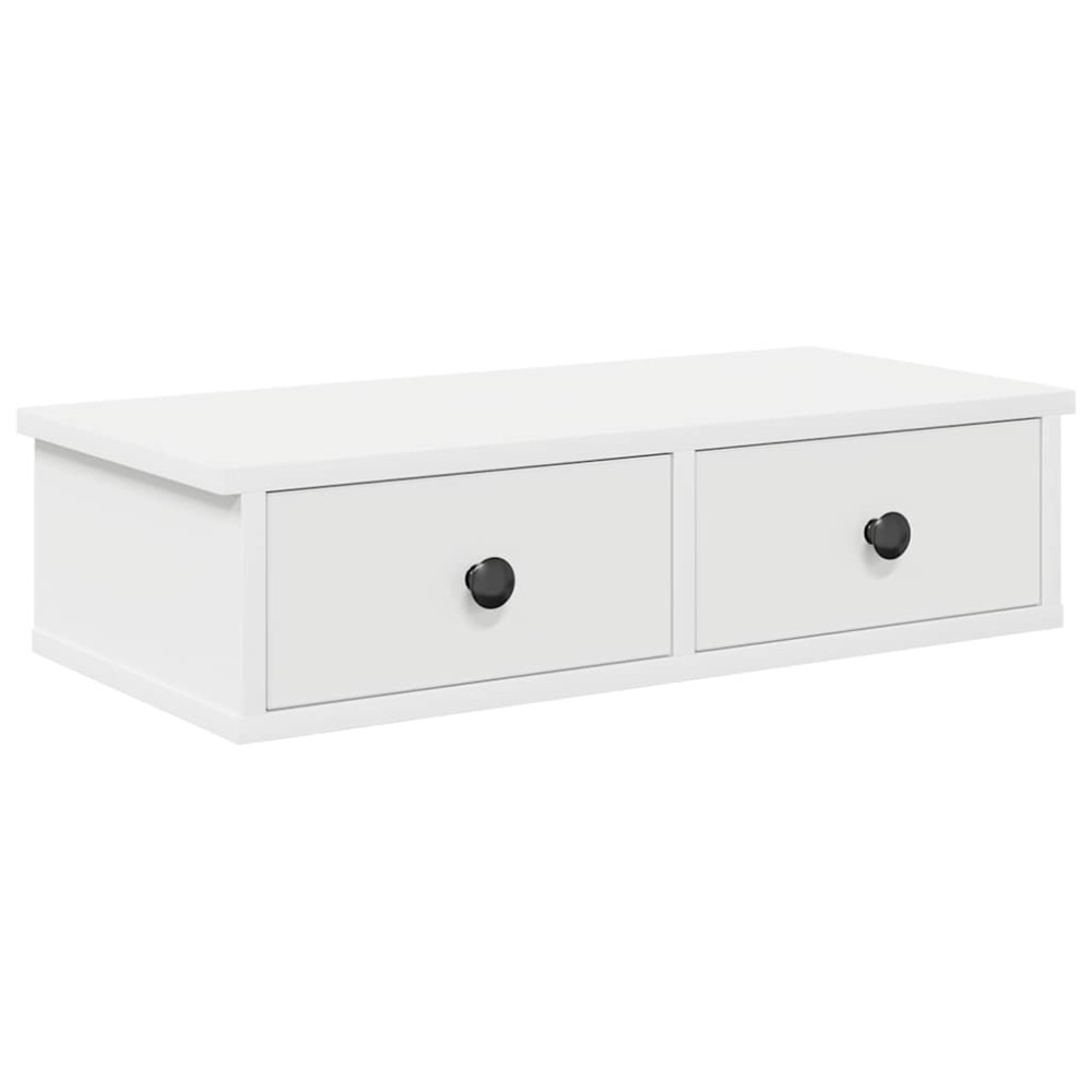 vidaXL Ράφι τοίχου με συρτάρια Λευκό 60x28x15 cm Κατασκευασμένο ξύλο