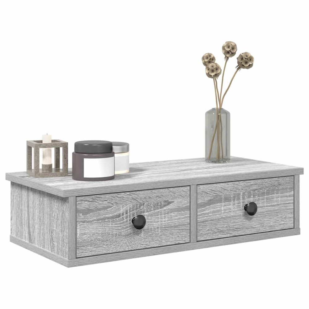vidaXL Ράφι τοίχου με συρτάρια Grey Sonoma Κατασκευασμένο ξύλο
