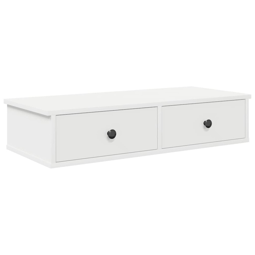 vidaXL Ράφι τοίχου με συρτάρια Λευκό 80x34x17 cm Κατασκευασμένο ξύλο