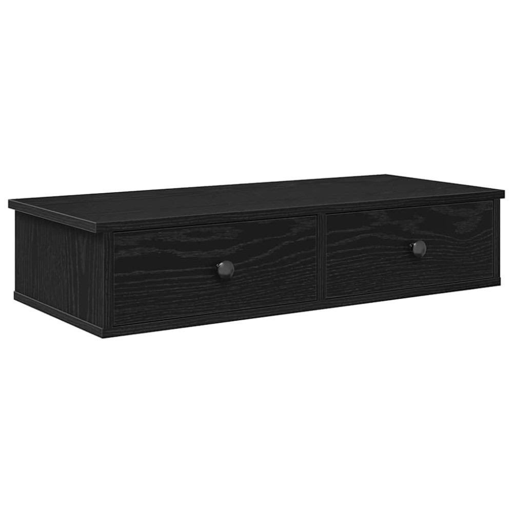 vidaXL Ράφι τοίχου με συρτάρια Μαύρο 80x34x17 cm Κατασκευασμένο ξύλο