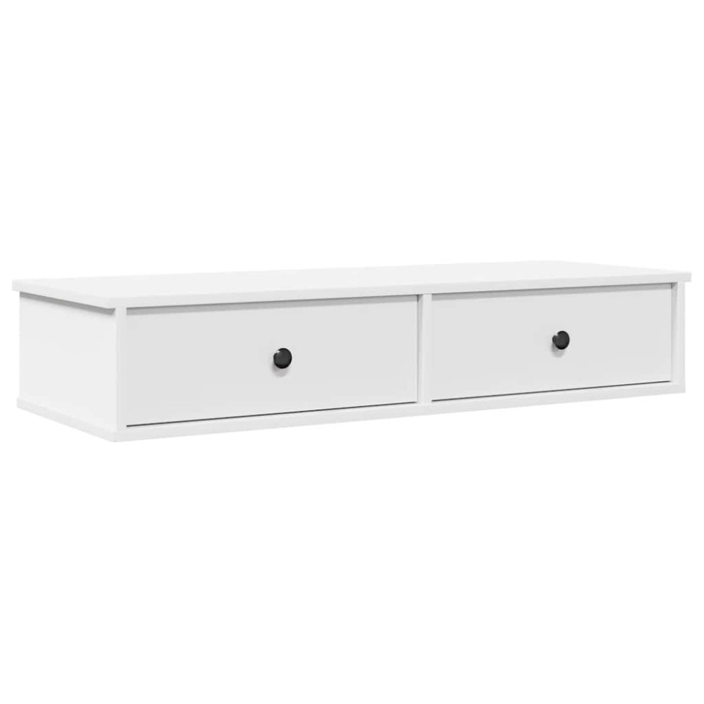 vidaXL Ράφι τοίχου με συρτάρια Λευκό 100x37,5x19 cm Ξύλινη κατασκευή