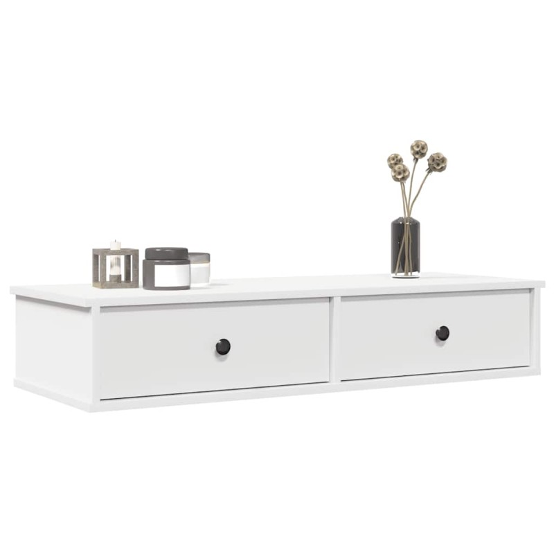 vidaXL Ράφι τοίχου με συρτάρια Λευκό 100x37,5x19 cm Ξύλινη κατασκευή