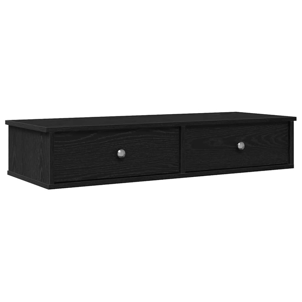 vidaXL Ράφι τοίχου με συρτάρια Μαύρο 100x37,5x19 cm Ξύλινη κατασκευή