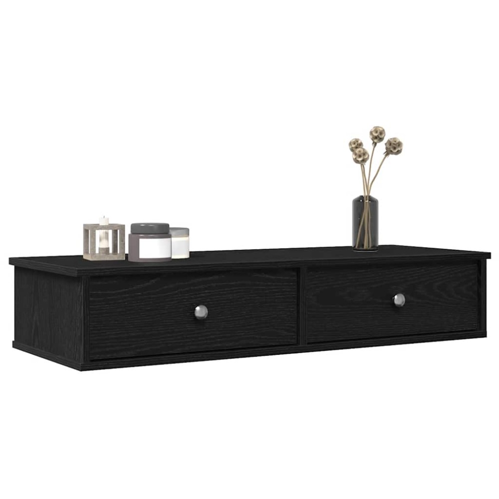 vidaXL Ράφι τοίχου με συρτάρια Μαύρο 100x37,5x19 cm Ξύλινη κατασκευή