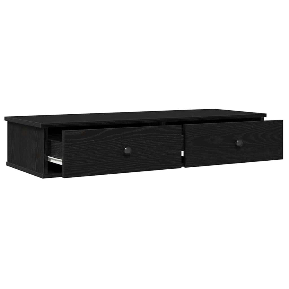 vidaXL Ράφι τοίχου με συρτάρια Μαύρο 100x37,5x19 cm Ξύλινη κατασκευή