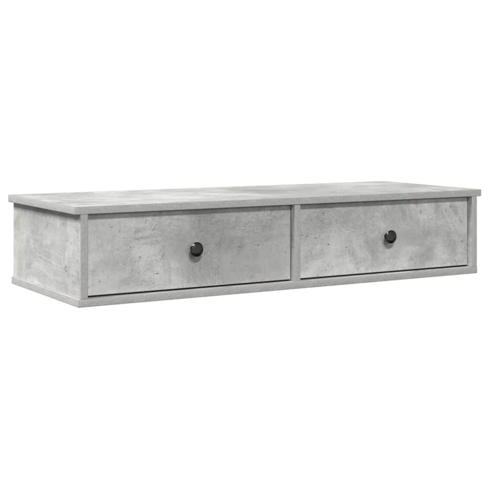 vidaXL Ράφι τοίχου με συρτάρια Γκρι μπετόν 100x37,5x19 cm Ξύλο μηχανής
