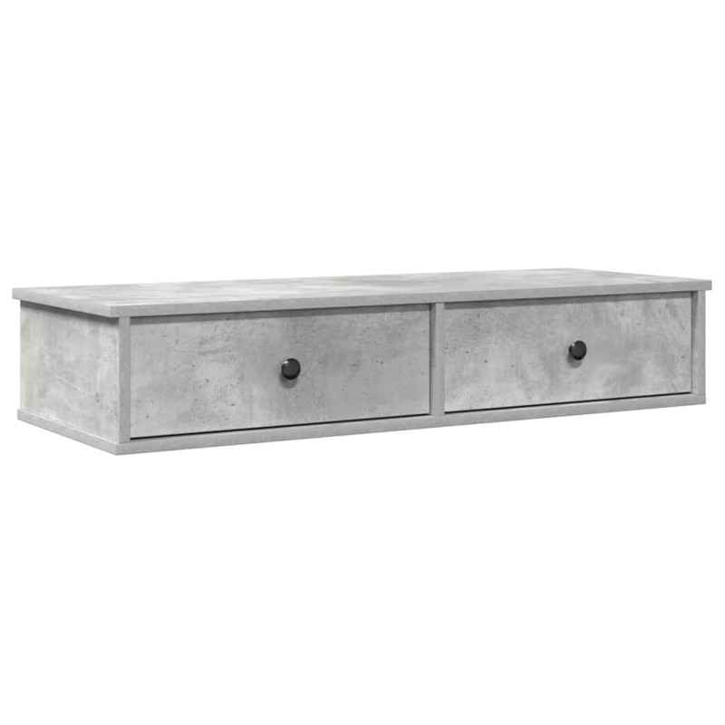 vidaXL Ράφι τοίχου με συρτάρια Γκρι μπετόν 100x37,5x19 cm Ξύλο μηχανής