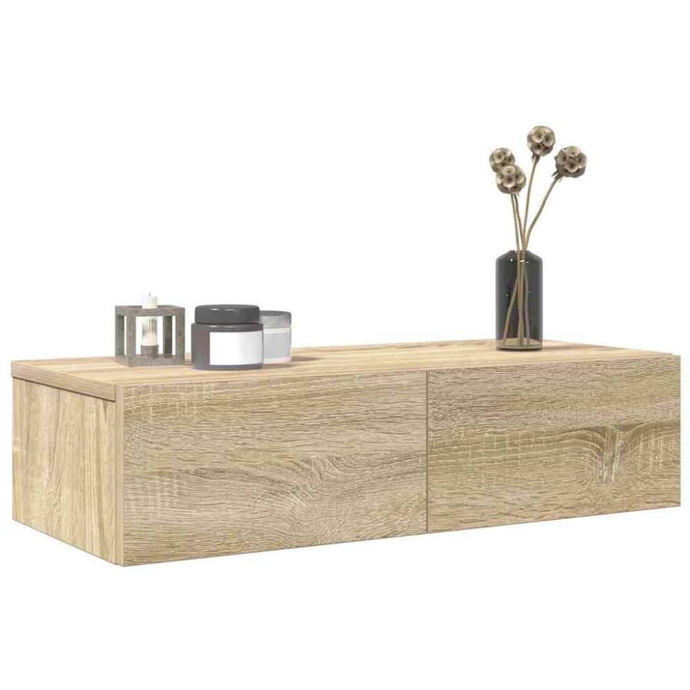 vidaXL Ράφι τοίχου με συρτάρια Δρυς sonoma 60x26,5x15 cm