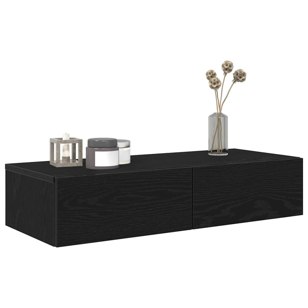 vidaXL Ράφι τοίχου με συρτάρια Μαύρο 80x33x17 cm Κατασκευασμένο ξύλο
