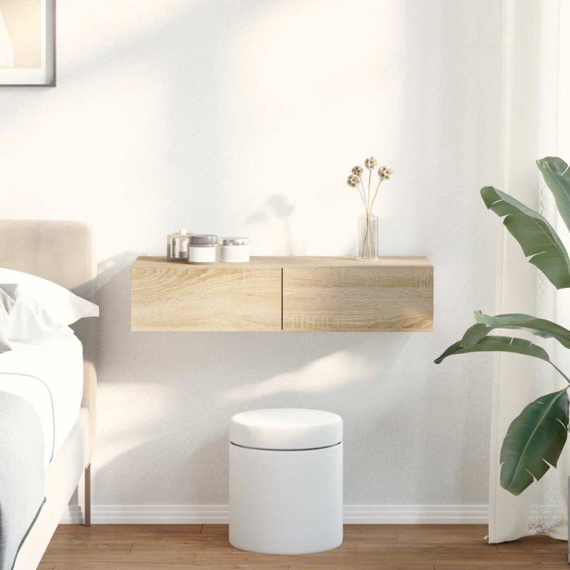 vidaXL Ράφι τοίχου με συρτάρια Sonoma Oak Κατασκευασμένο ξύλο