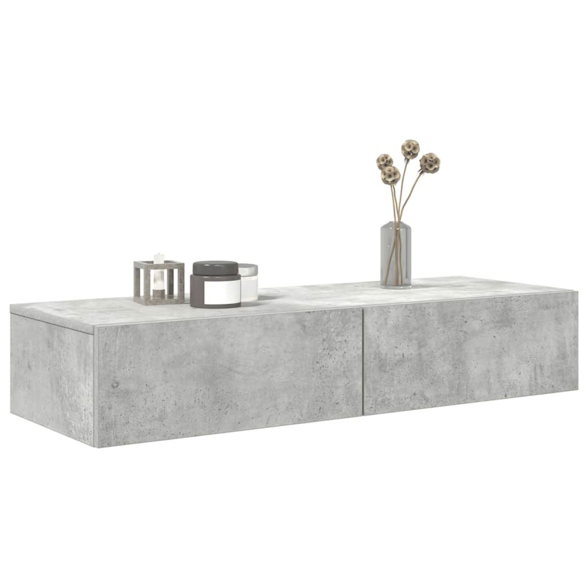 vidaXL Ράφι τοίχου με συρτάρια Γκρι μπετόν 100x36x19 cm Ξύλο μηχανής