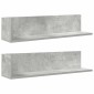 vidaXL Ράφια τοίχου 2 τεμάχια Μπετόν Γκρι 75x16,5x16,5 cm Ξύλο μηχανής