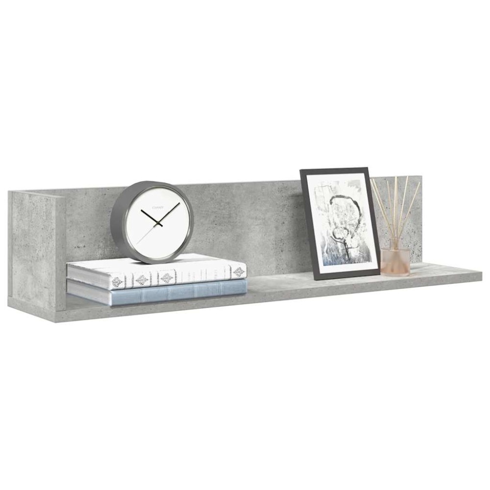 vidaXL Ράφια τοίχου 2 τεμάχια Μπετόν Γκρι 75x16,5x16,5 cm Ξύλο μηχανής