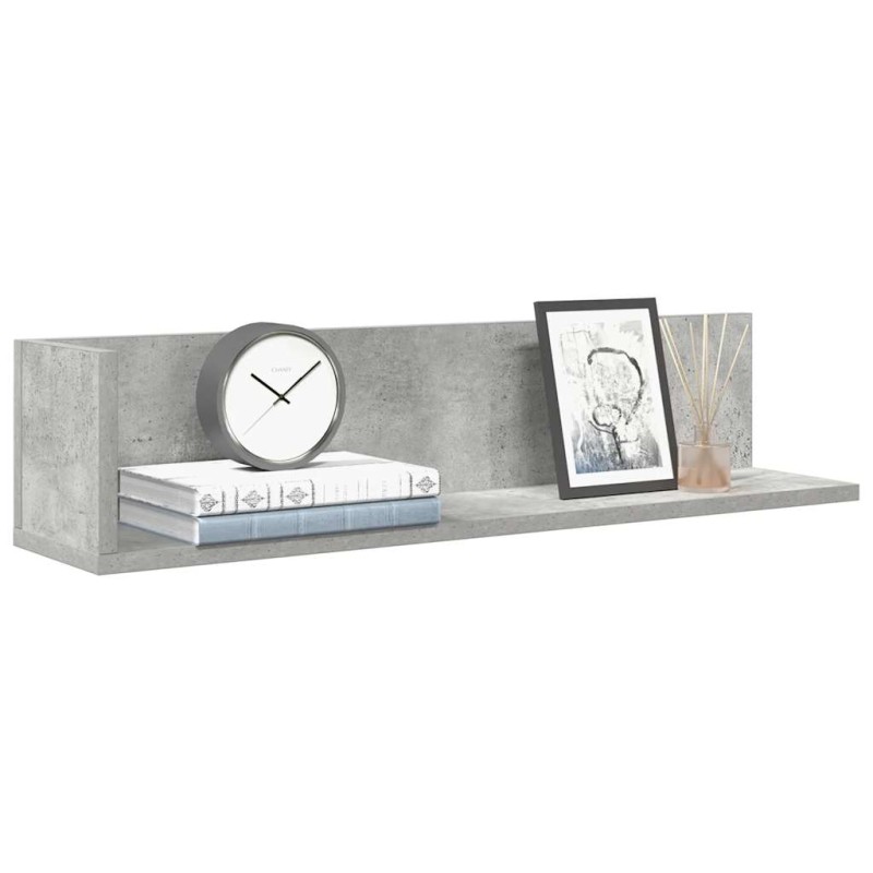 vidaXL Ράφια τοίχου 2 τεμάχια Μπετόν Γκρι 75x16,5x16,5 cm Ξύλο μηχανής