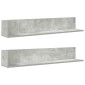 vidaXL Ράφια τοίχου 2 τεμάχια Μπετόν Γκρι 100x16,5x16,5cm Ξύλο μηχανής