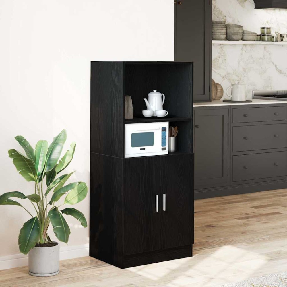 vidaXL Στήλη Κουζίνας Μαύρη 57x41,5x131,5 εκ. από Επεξεργασμένο Ξύλο