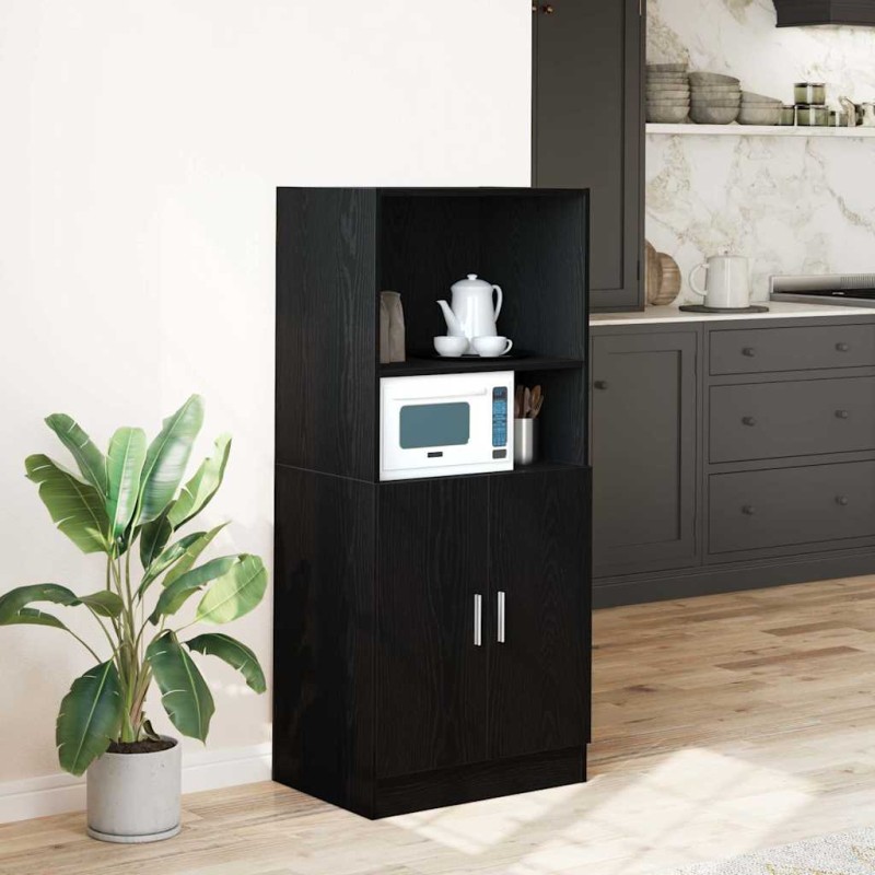 vidaXL Στήλη Κουζίνας Μαύρη 57x41,5x131,5 εκ. από Επεξεργασμένο Ξύλο