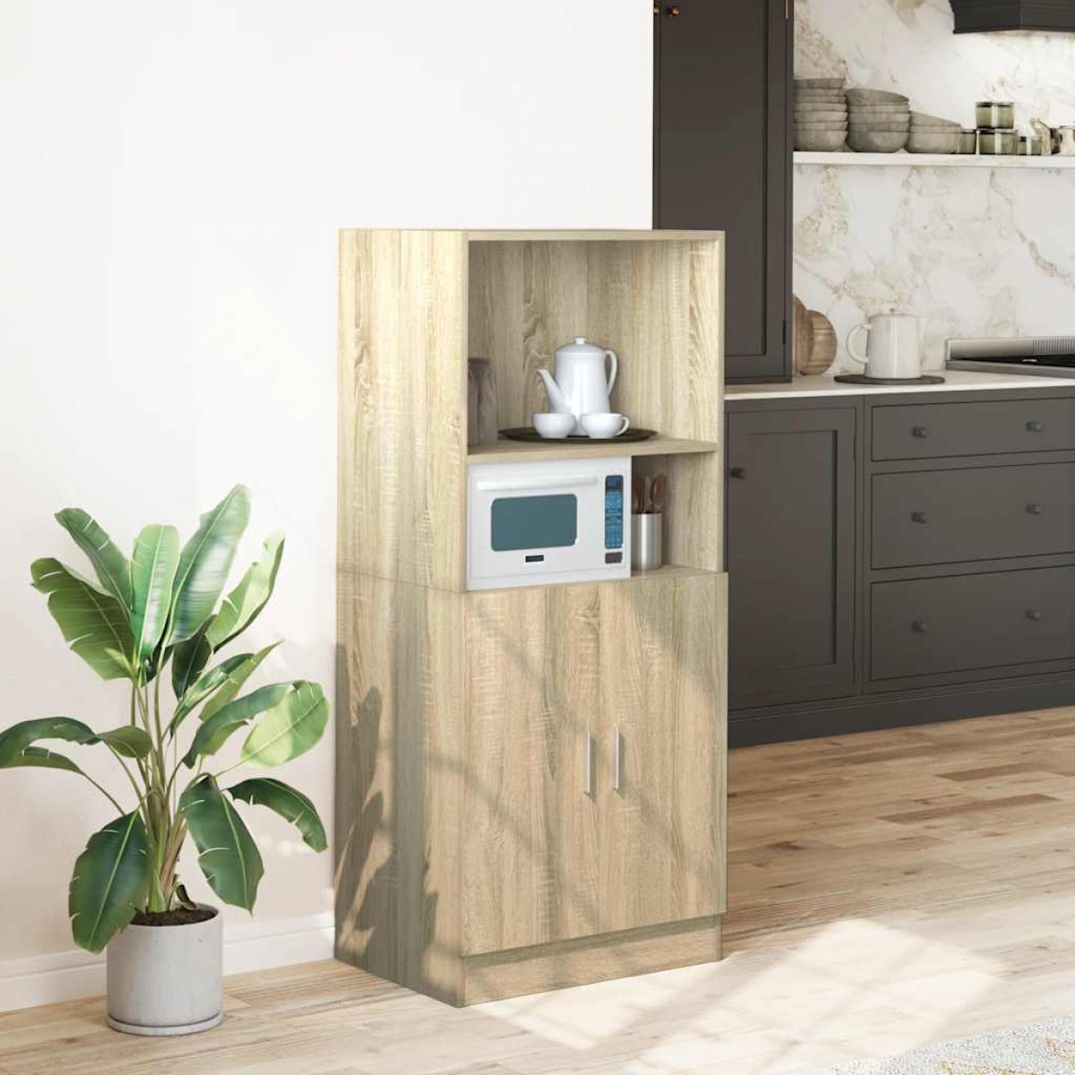 vidaXL Στήλη Κουζίνας Sonoma Δρυς 57x41,5x131,5 εκ. Επεξεργασμένο Ξύλο