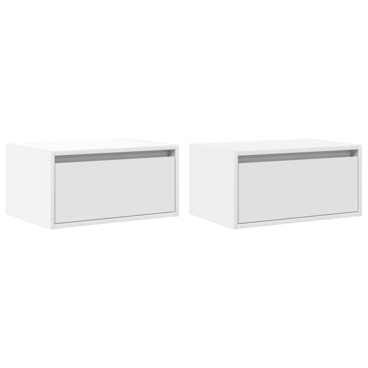 vidaXL Κομοδίνα Επιτοίχια με Φώτα LED 2 τεμ. Λευκά