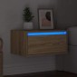 vidaXL Κομοδίνο Επιτοίχιο με Φώτα LED Sonoma Δρυς