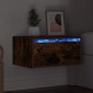 vidaXL Κομοδίνο Επιτοίχιο με Φώτα LED Καπνιστή Δρυς