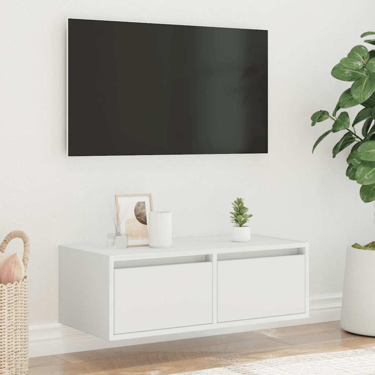 vidaXL Έπιπλο Τηλεόρασης με LED Λευκό 75x35,5x25 εκ.