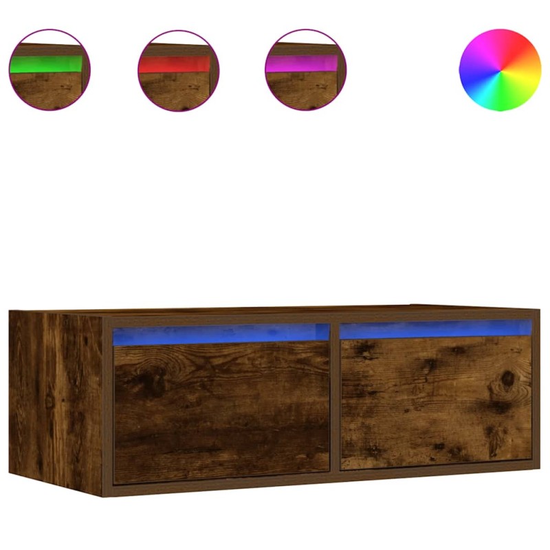 vidaXL Έπιπλο Τηλεόρασης με LED Καπνιστή Δρυς 75x35,5x25 εκ.