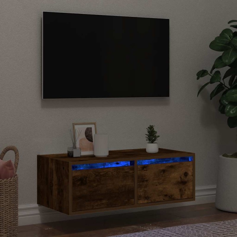 vidaXL Έπιπλο Τηλεόρασης με LED Καπνιστή Δρυς 75x35,5x25 εκ.