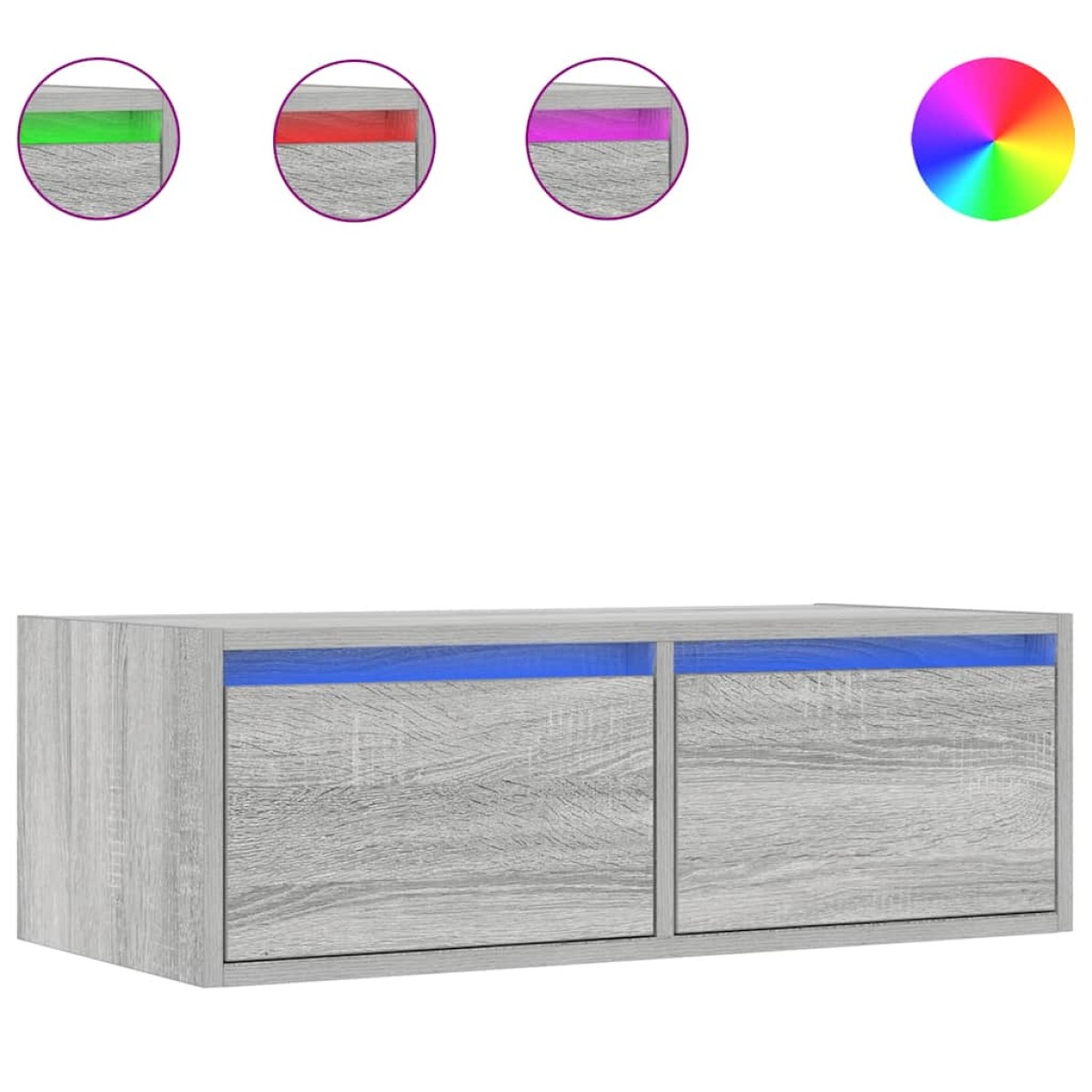 vidaXL Έπιπλο Τηλεόρασης με LED Γκρι Sonoma 75x35,5x25 εκ.