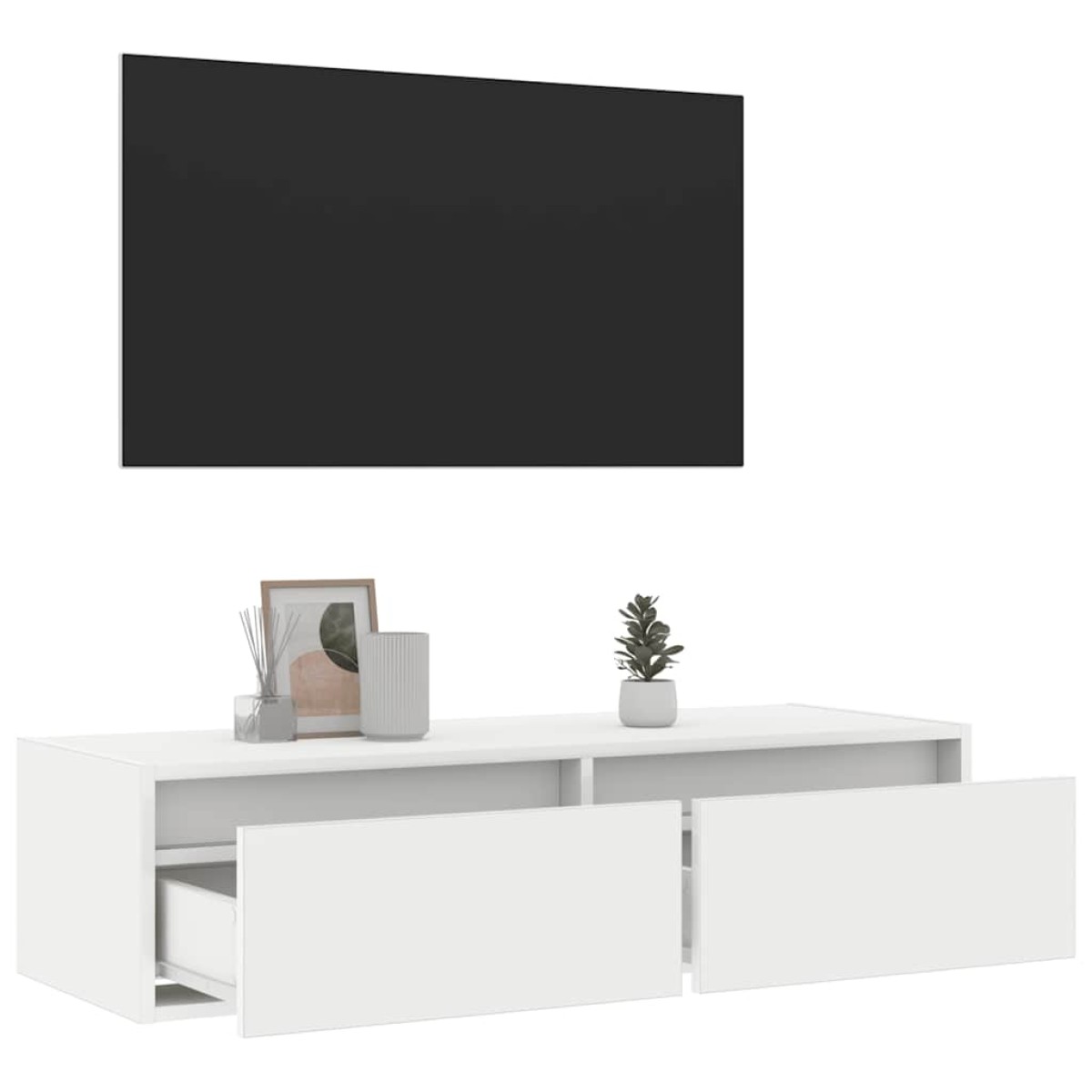 vidaXL Έπιπλο Τηλεόρασης με LED Λευκό 100X35,5x25 εκ.