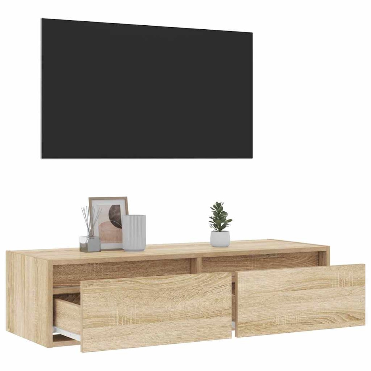 vidaXL Έπιπλο Τηλεόρασης με LED Sonoma Δρυς 100X35,5x25 εκ.