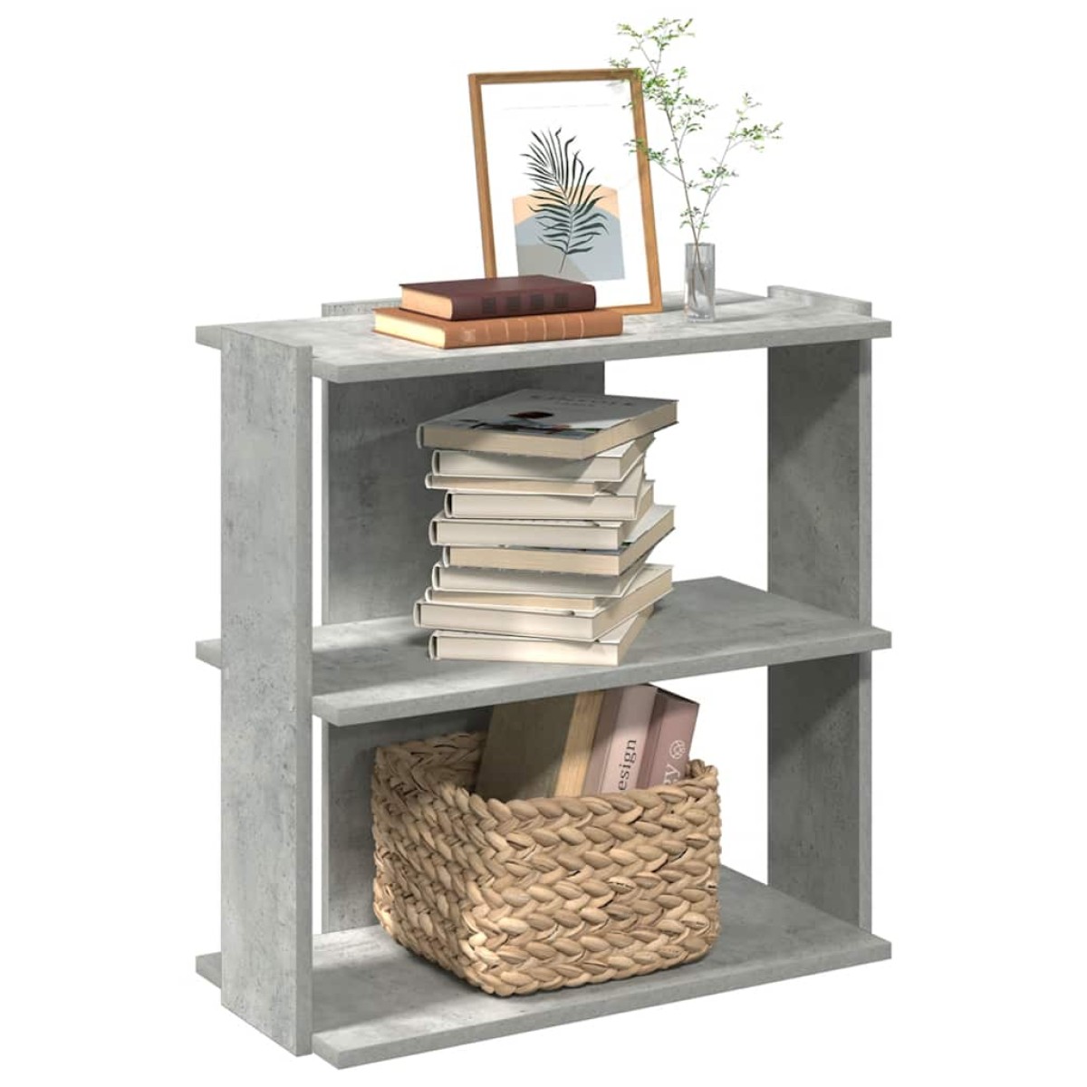 vidaXL Βιβλιοθήκη 3 επιπέδων Μπετόν Γκρι 60x30x60 cm Ξύλινη κατασκευή
