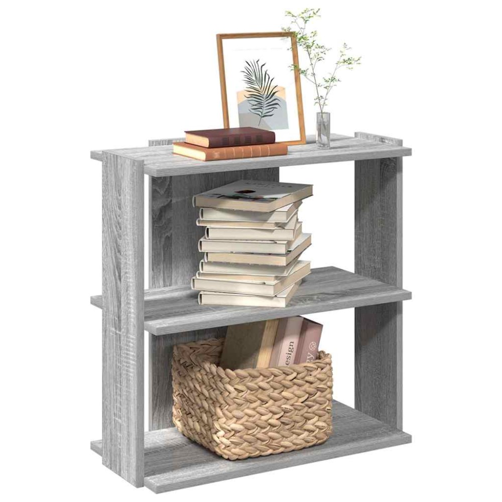 vidaXL Βιβλιοθήκη 3 Επιπέδων Γκρι Sonoma 60x30x60 εκ. Επεξεργ. Ξύλο