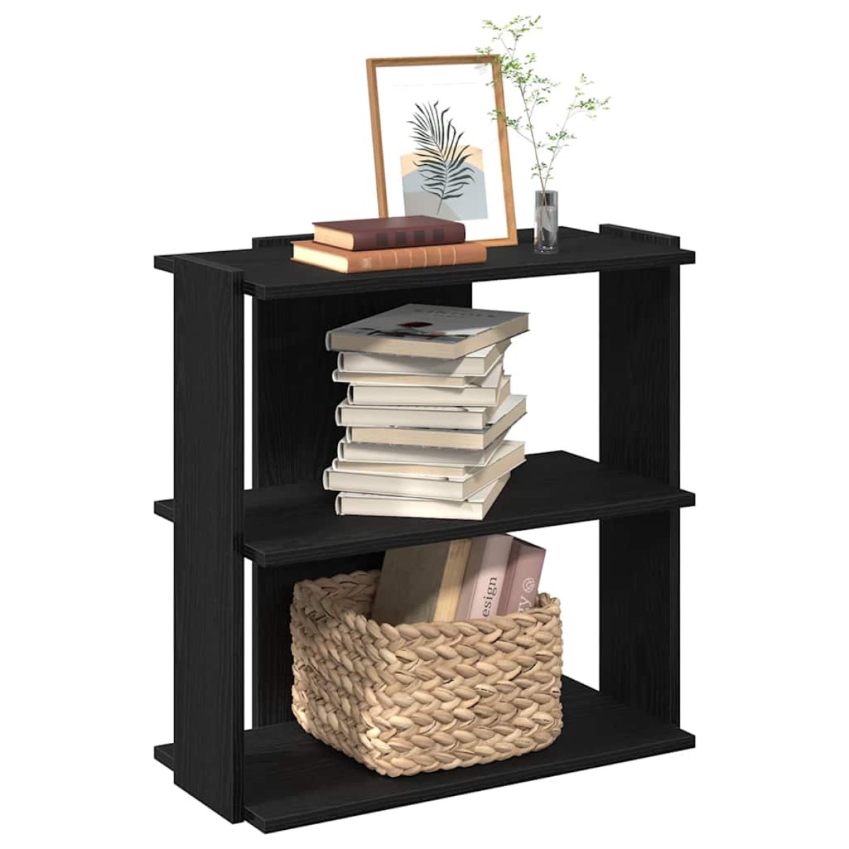 vidaXL Βιβλιοθήκη 3 Επιπέδων Μαύρη 60x30x80 εκ. από Επεξεργ. Ξύλο
