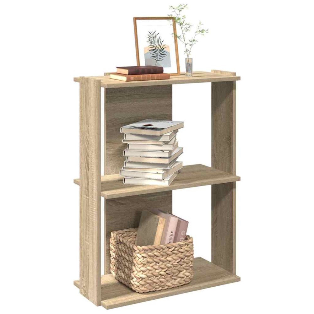 vidaXL Βιβλιοθήκη 3 Επιπέδων Sonoma Δρυς 60x30x80 εκ. Επεξεργ. Ξύλο