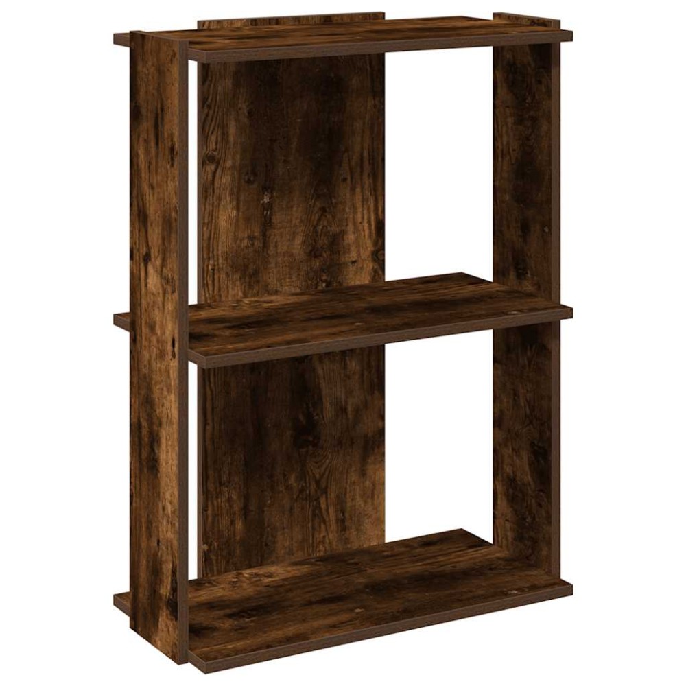 vidaXL Βιβλιοθήκη 3 Επιπέδων Καπνιστή Δρυς 60x30x80 εκ. Επεξεργ. Ξύλο