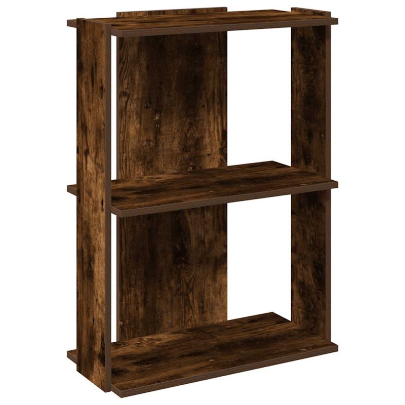 vidaXL Βιβλιοθήκη 3 Επιπέδων Καπνιστή Δρυς 60x30x80 εκ. Επεξεργ. Ξύλο