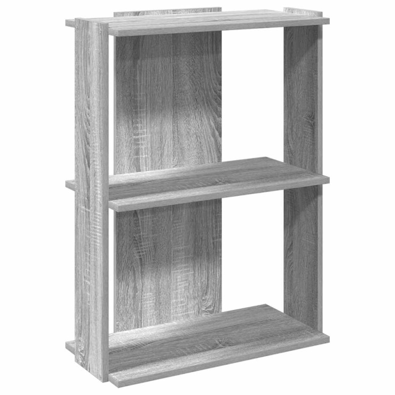 vidaXL Βιβλιοθήκη 3 Επιπέδων Γκρι Sonoma 60x30x80 εκ. Επεξεργ. Ξύλο