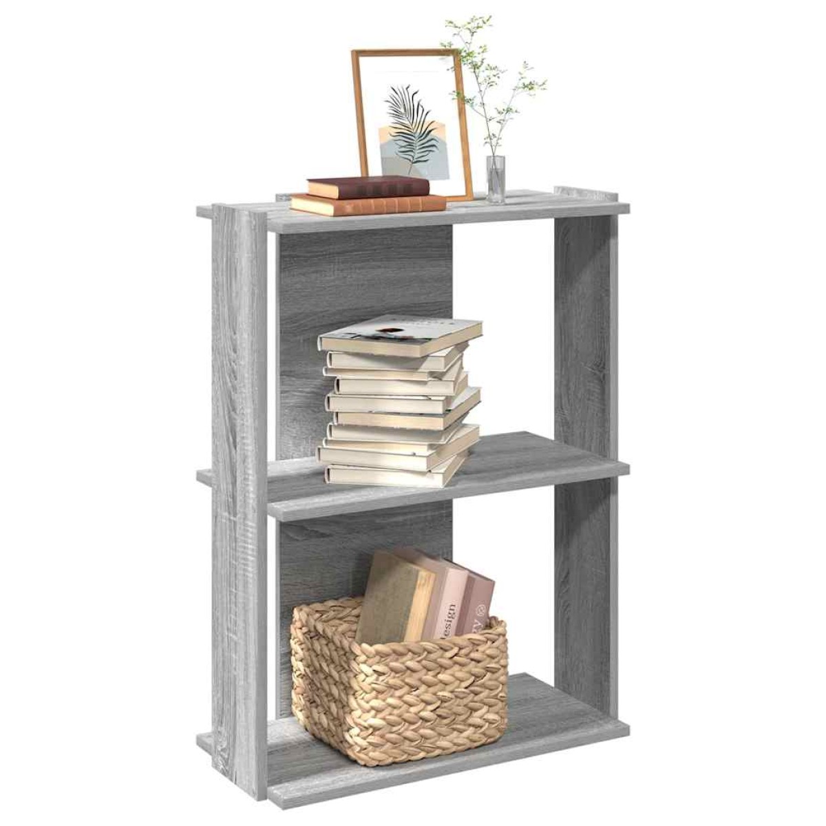 vidaXL Βιβλιοθήκη 3 Επιπέδων Γκρι Sonoma 60x30x80 εκ. Επεξεργ. Ξύλο