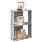 vidaXL Βιβλιοθήκη 3 Επιπέδων Γκρι Sonoma 60x30x80 εκ. Επεξεργ. Ξύλο