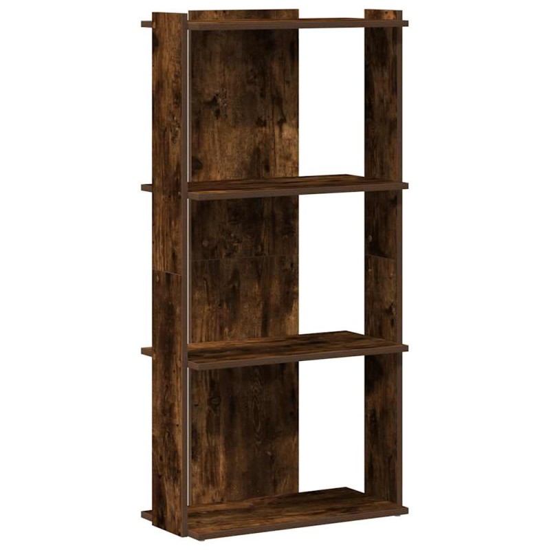 vidaXL Βιβλιοθήκη 3 Επιπέδων Καπνιστή Δρυς 60x30x120 εκ. Επεξεργ. Ξύλο